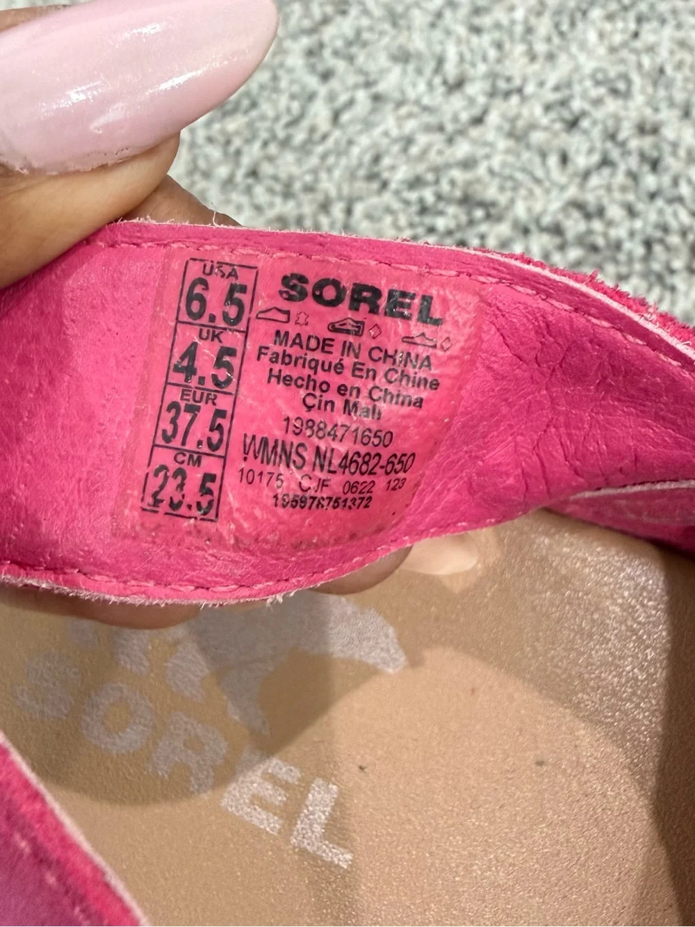Sorel Pink Suede Wedge Platform Slide Sling backs Open Toe Women’s US 6.5 - Picture 12 of 12